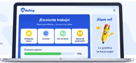 Vista previa del panel de progreso de Eduling en un laptop